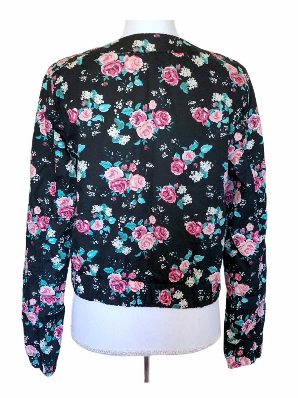 Divided by H&M Light Floral Long Sleeve Bomber Jacket Size 10 - Picture 4 of 6
